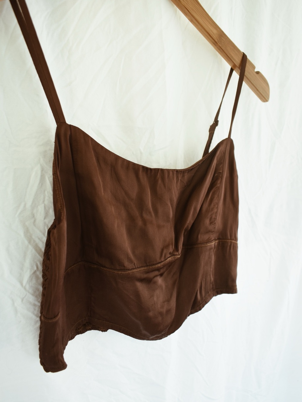 aerie Brown Satin Corset-Style Crop Top. NWOT - Picture 2 of 5